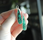 Malachite Teardrop Dangle Earrings | Sterling Silver Handmade Drop Earrings | Green Natural Gemstone Jewelry