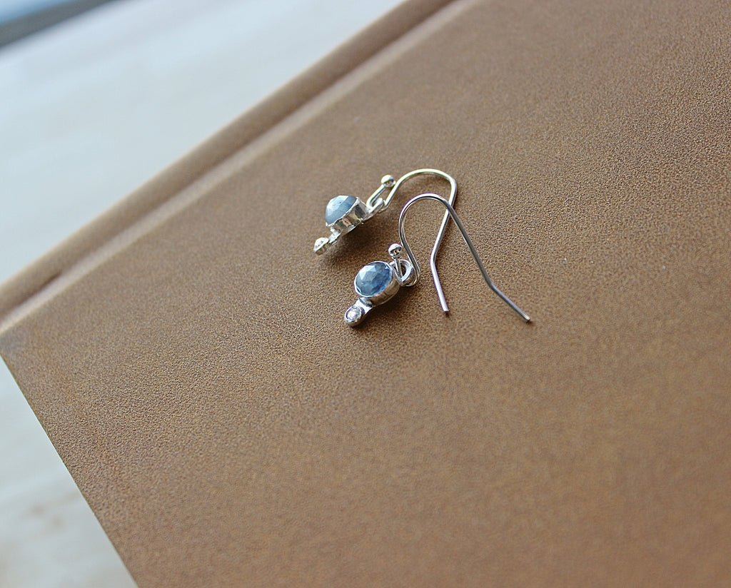 Silver Sheen Sapphire & Moissanite Earrings