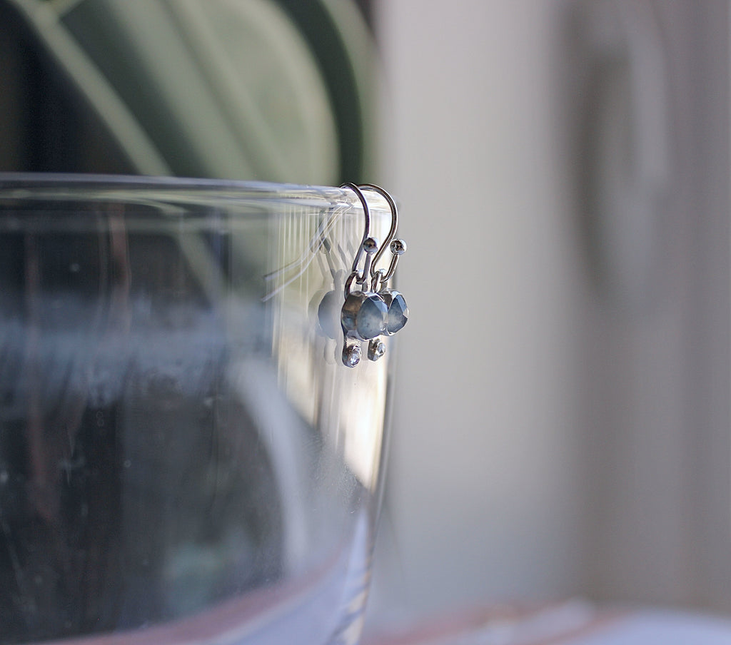 Silver Sheen Sapphire & Moissanite Earrings