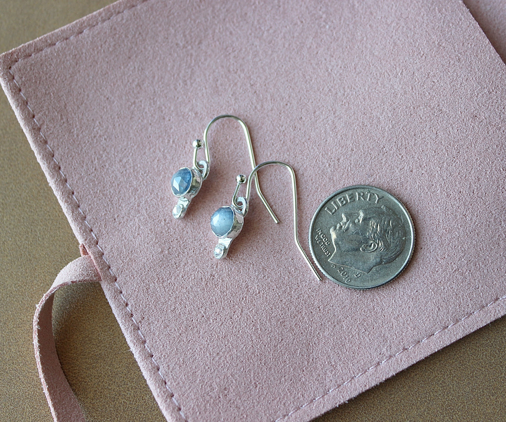 Silver Sheen Sapphire & Moissanite Earrings