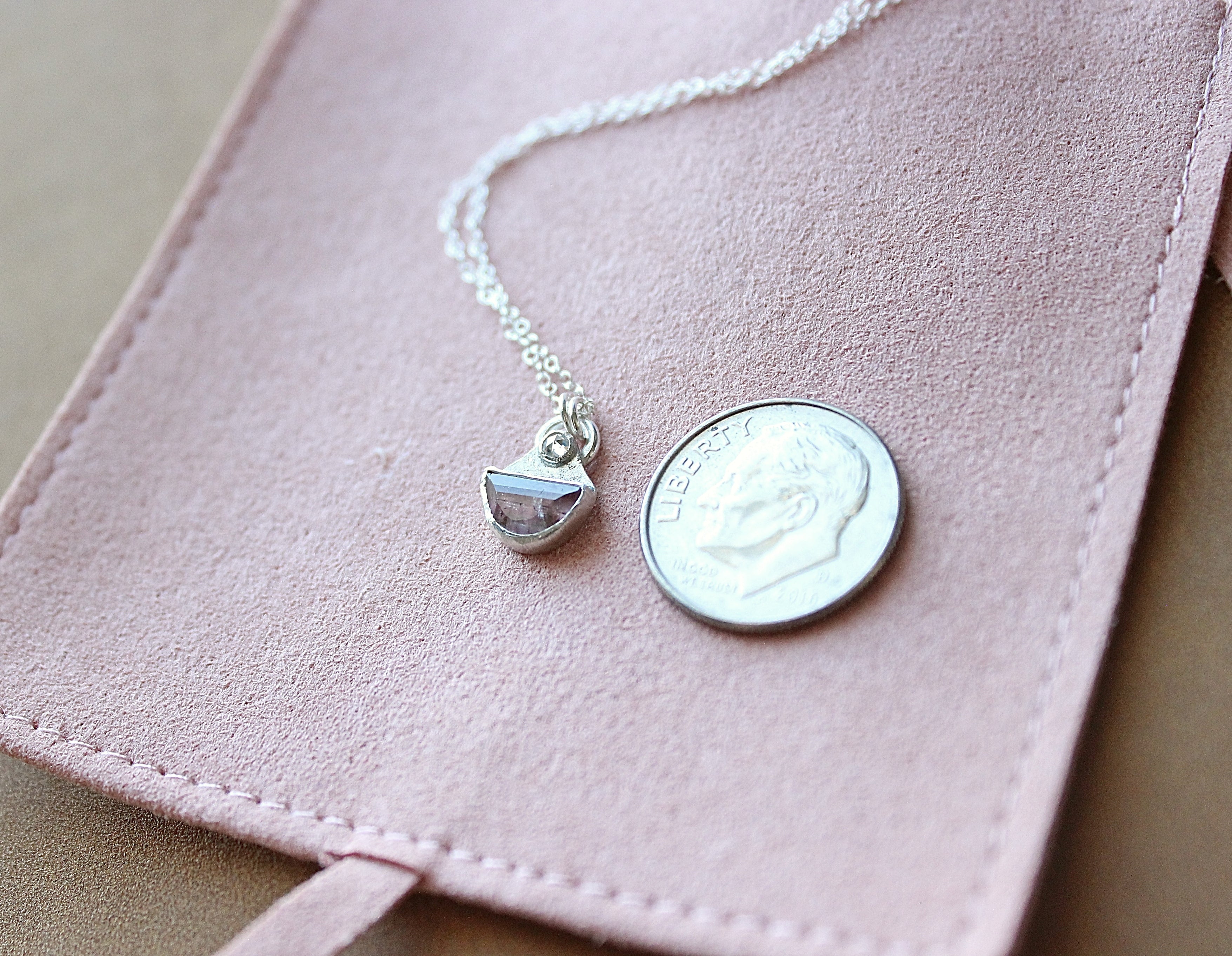 Pink Tourmaline & Moissanite Pendant in Sterling Silver