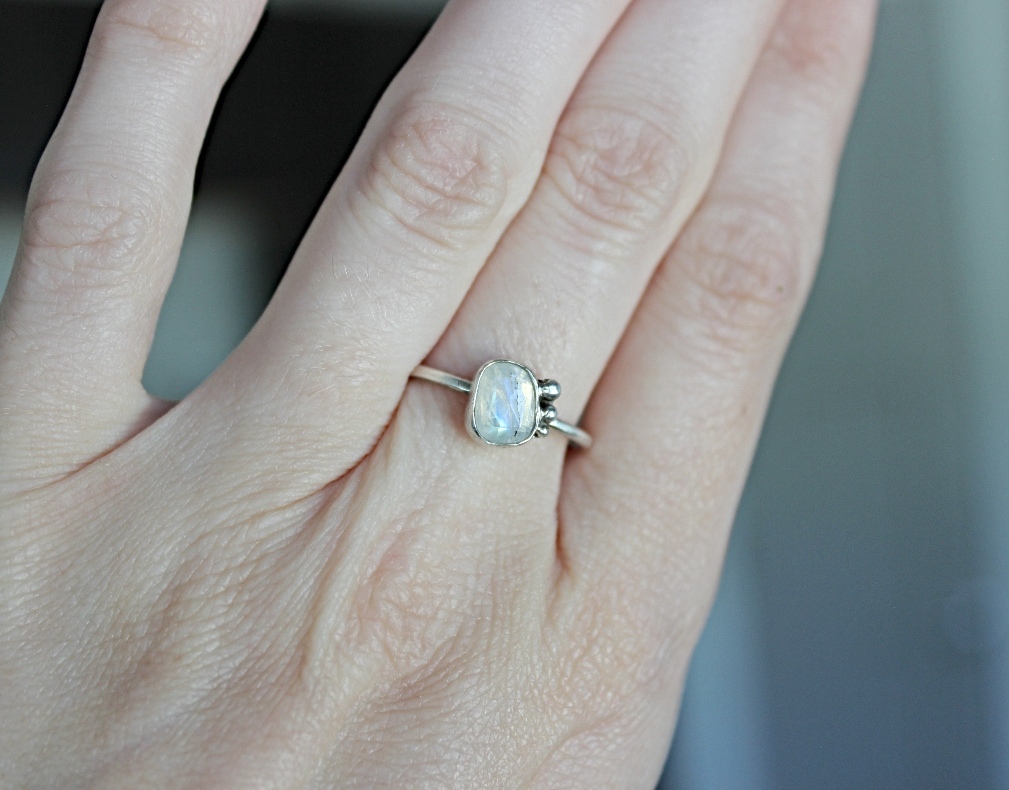 One of a Kind Moonstone Ring in Sterling Silver