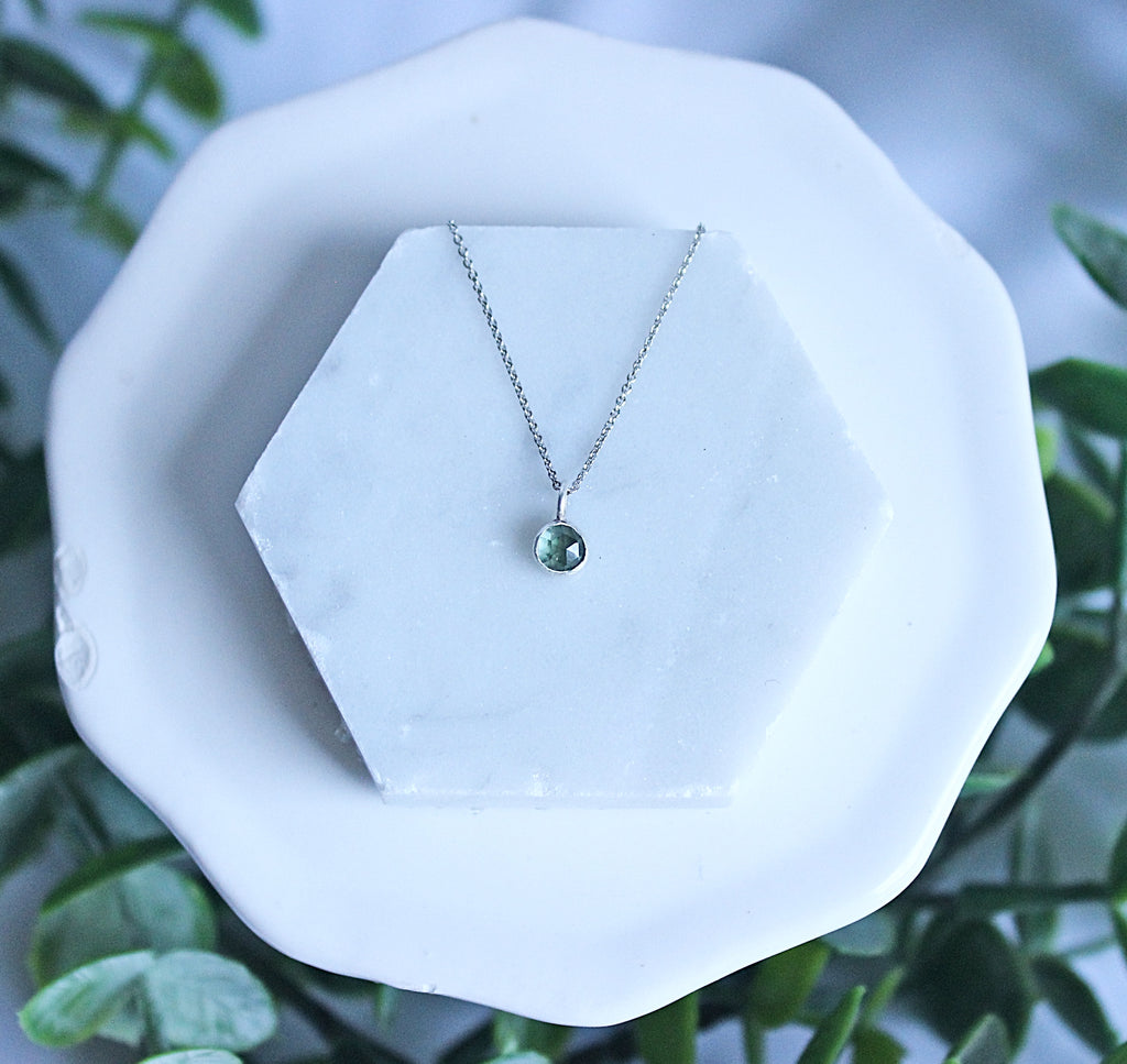Lumen Collection | Australian Green Sapphire Solitaire Necklace