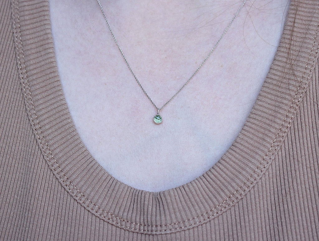 Lumen Collection | Australian Green Sapphire Solitaire Necklace