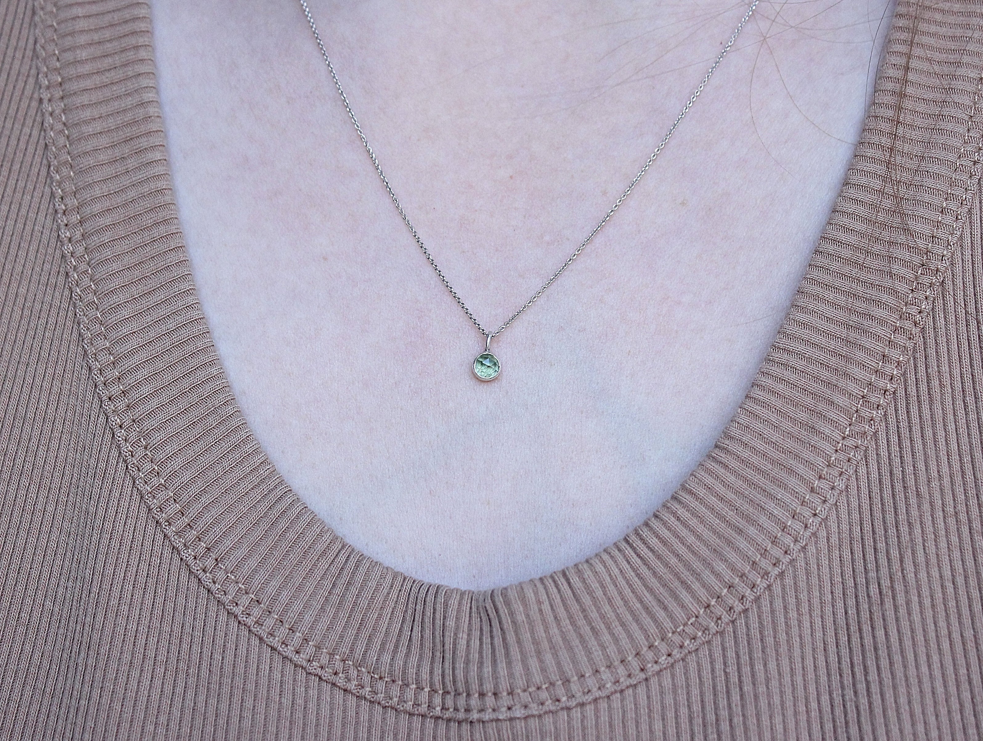 Lumen Collection | Australian Green Sapphire Solitaire Necklace