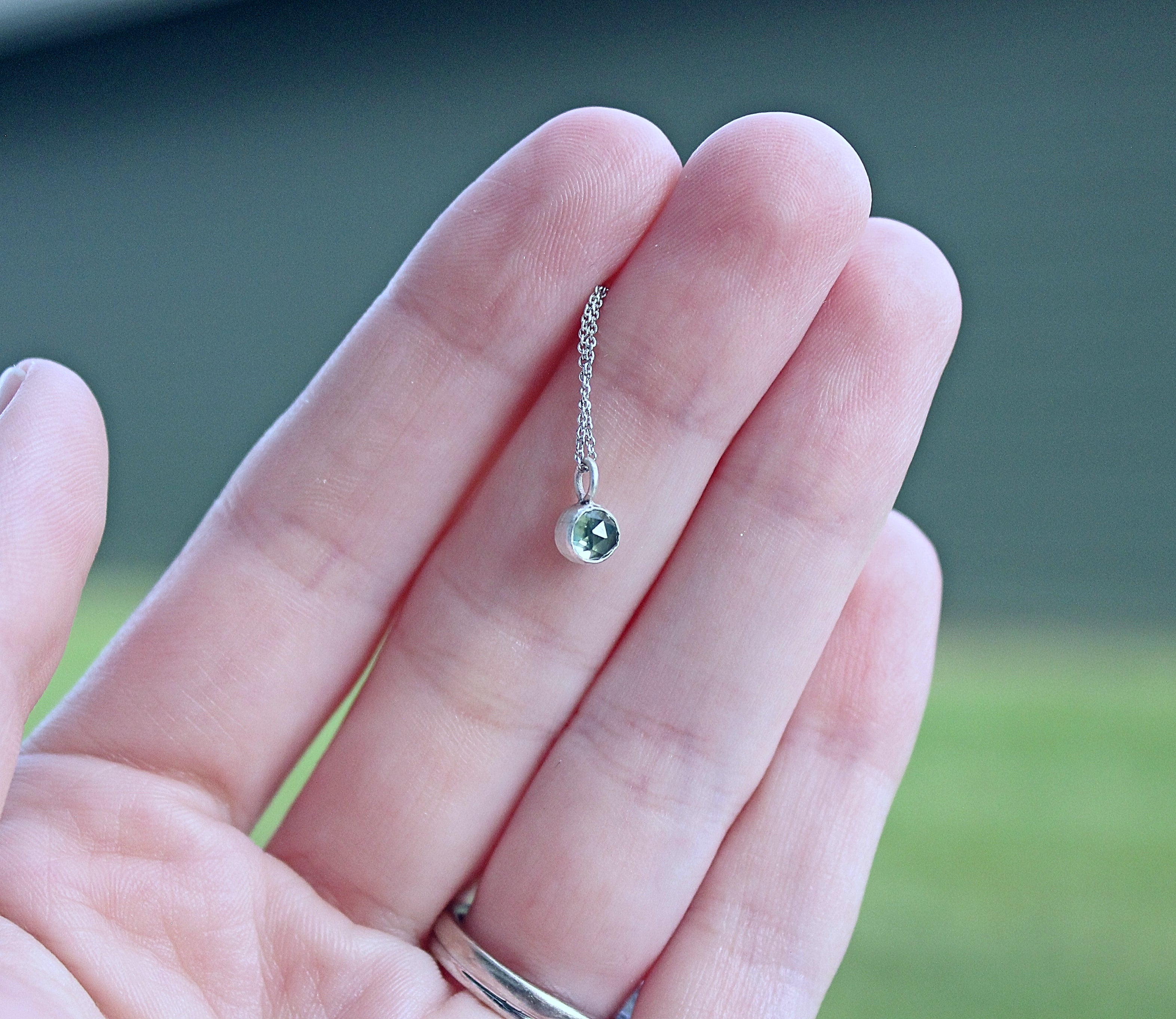 Lumen Collection | Australian Green Sapphire Solitaire Necklace