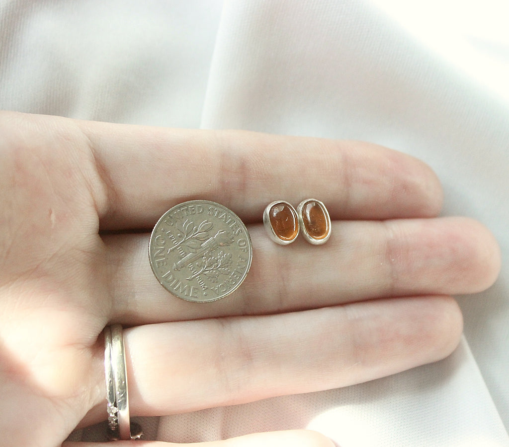 Honey Hessonite Garnet Stud Earrings