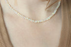 Hand Knotted Ethiopian Opal Necklace | Cream Fire Opal Bead Strand | 16 Inch Gemstone Necklace