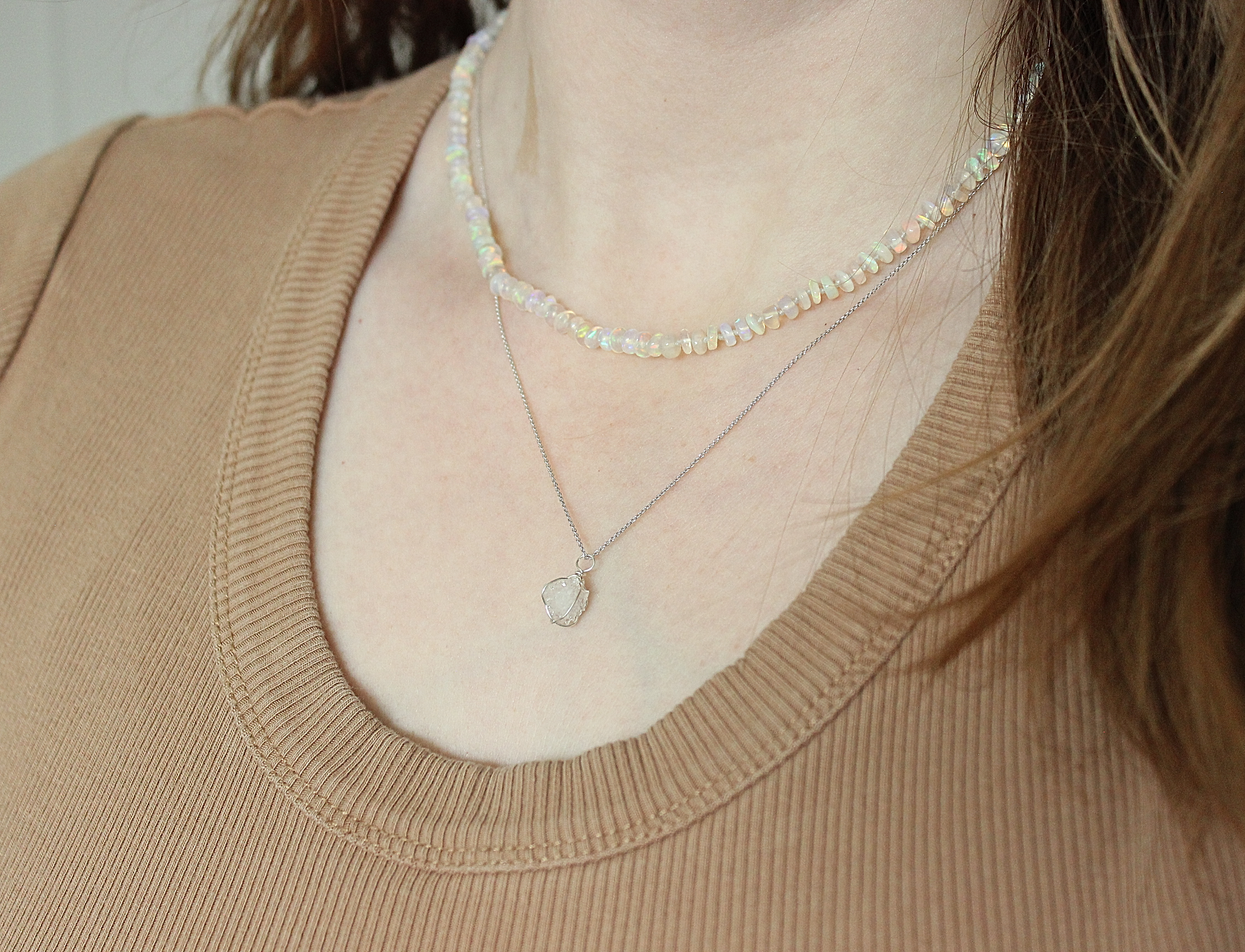 Raw Druzy Crystal Necklace | Natural Geode Quartz Pendant | Sterling Silver Wire Wrapped Jewelry