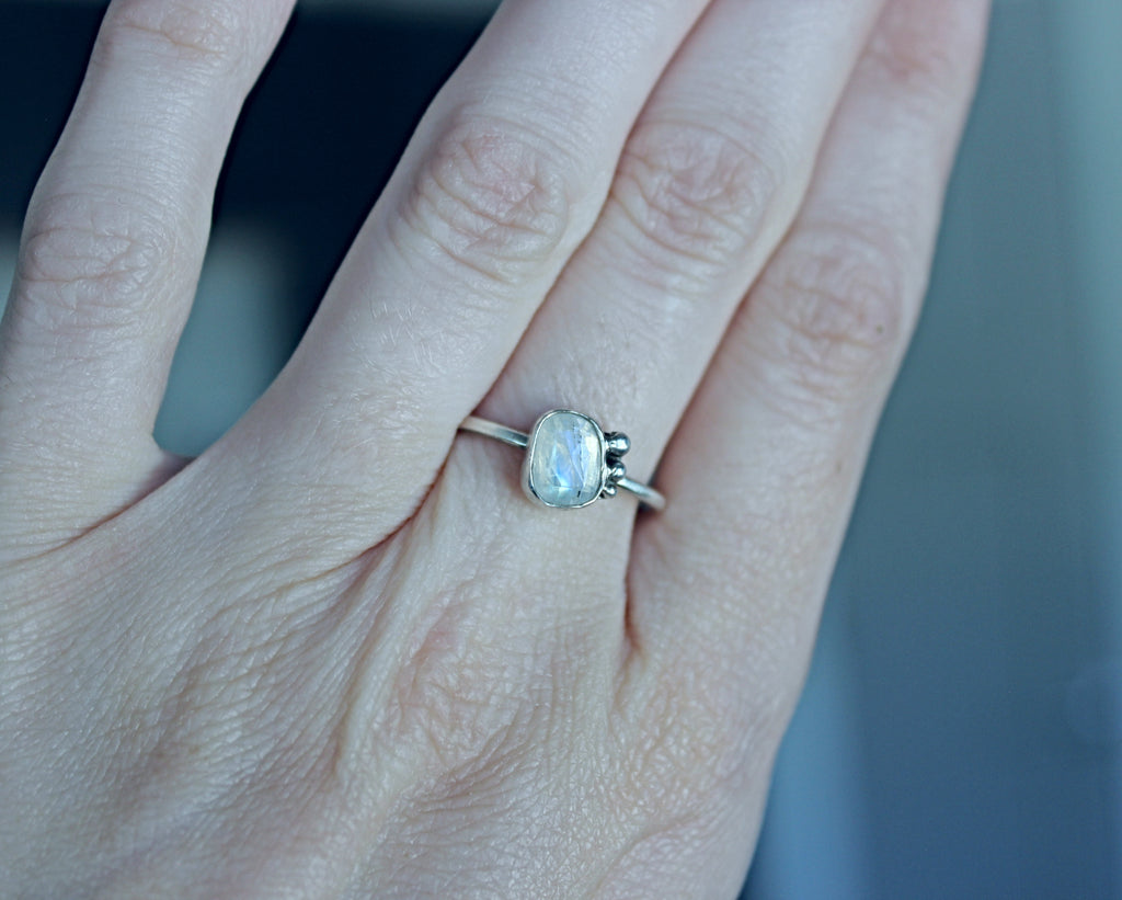 One of a Kind Moonstone Ring in Sterling Silver