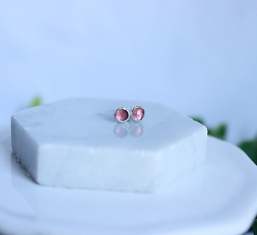 Lumen Pink Tourmaline Stud Earrings