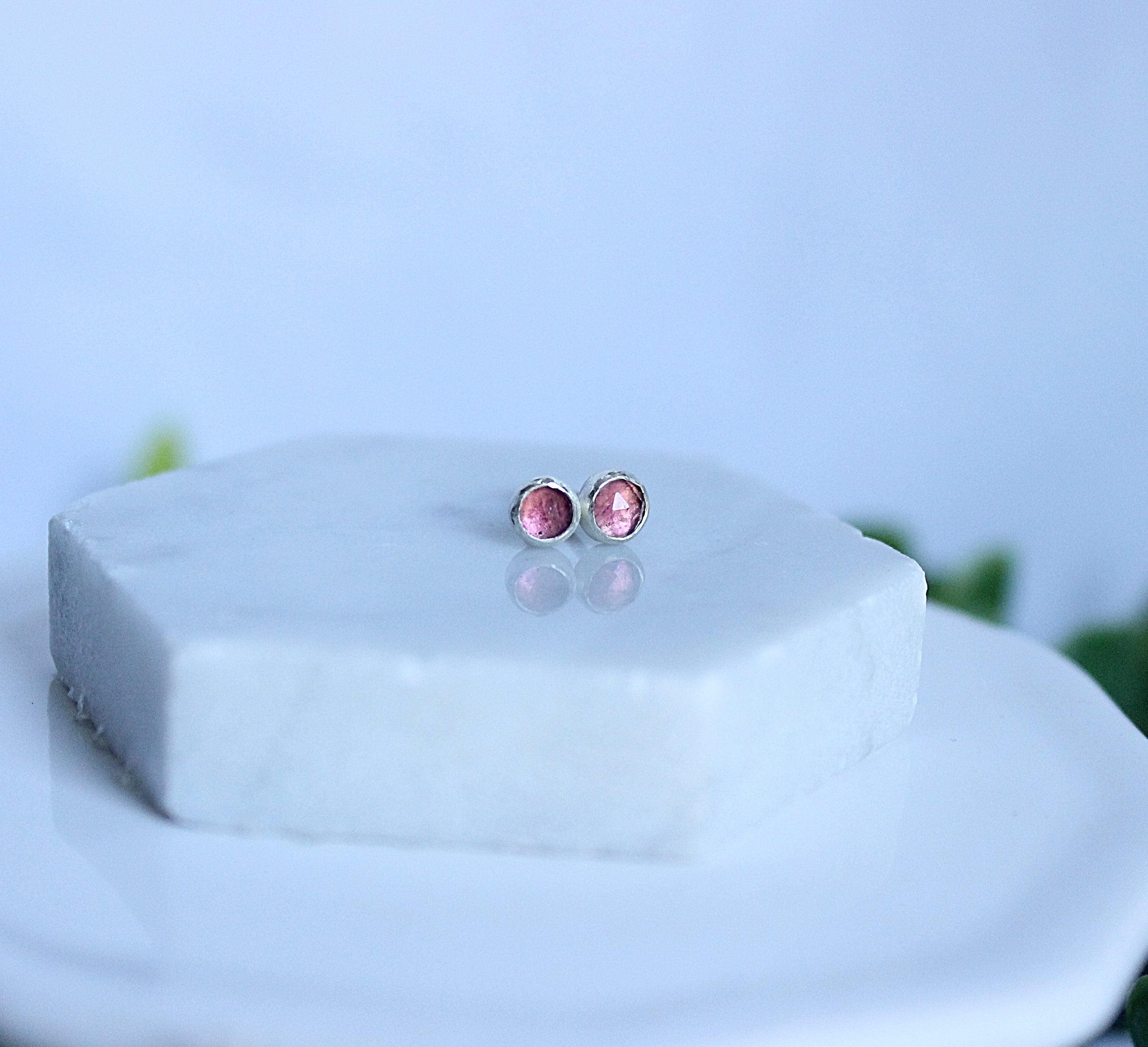 Lumen Pink Tourmaline Stud Earrings