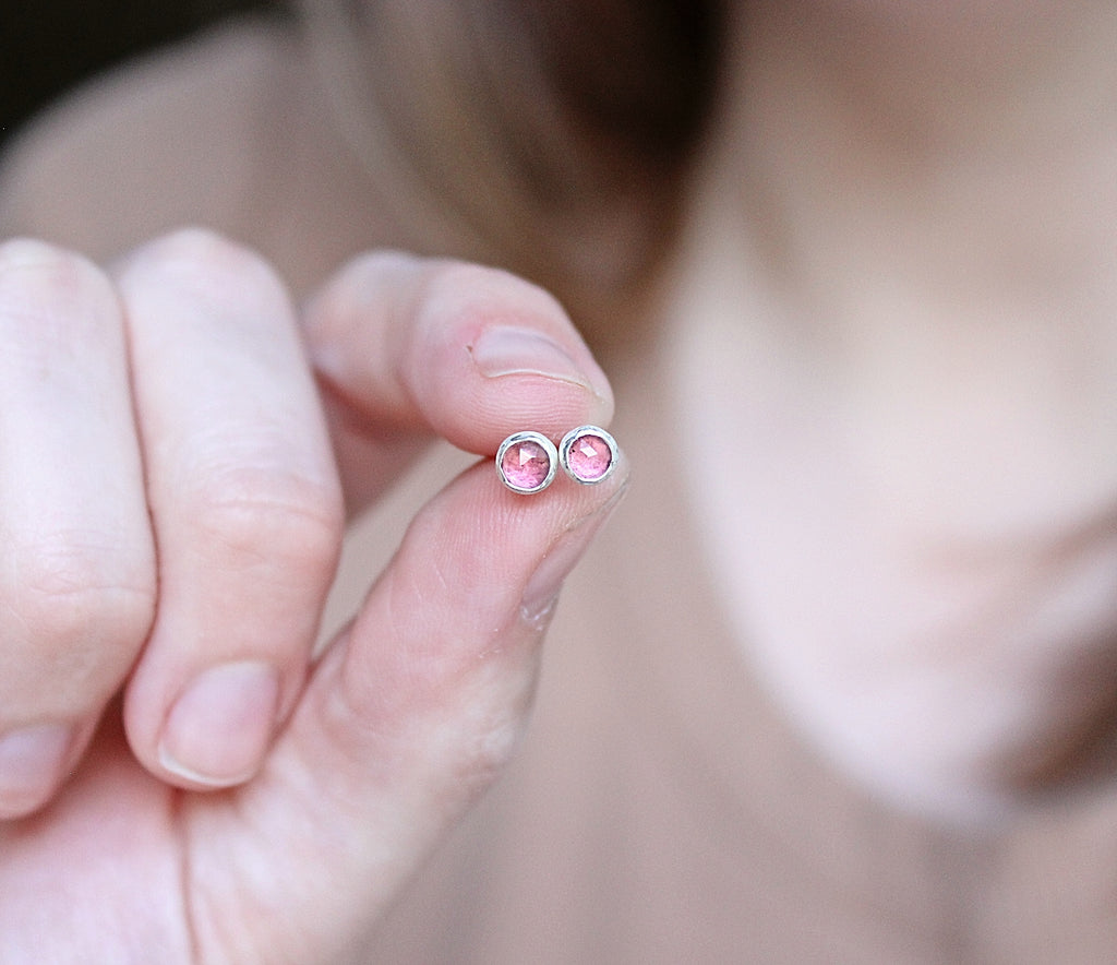Lumen Pink Tourmaline Stud Earrings