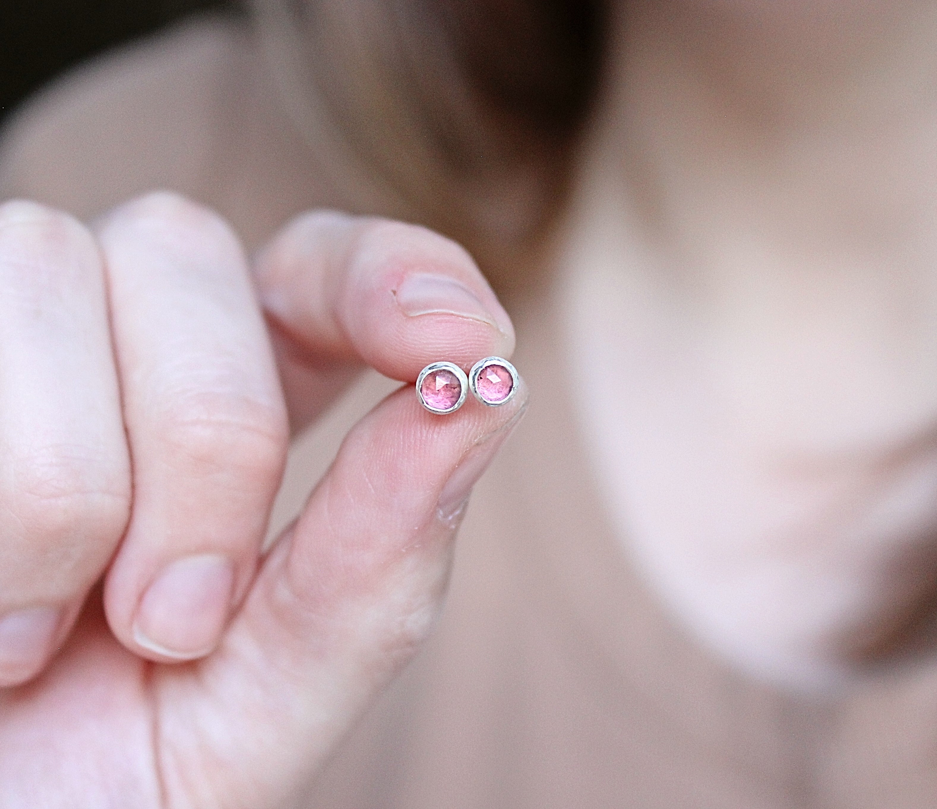Lumen Pink Tourmaline Stud Earrings