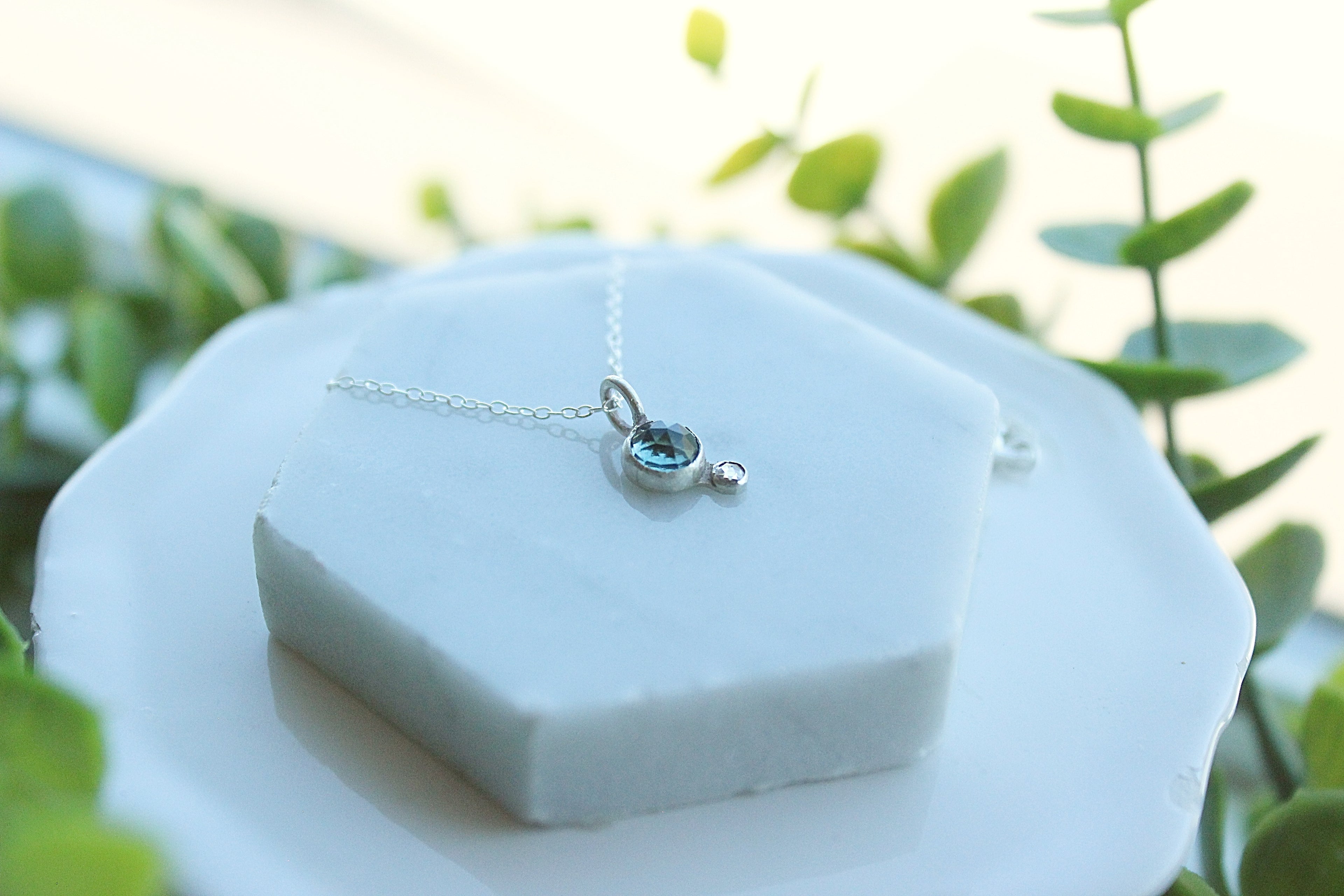 Lumen Duo Indicolite Tourmaline & Moissanite Pendant | Sterling Silver