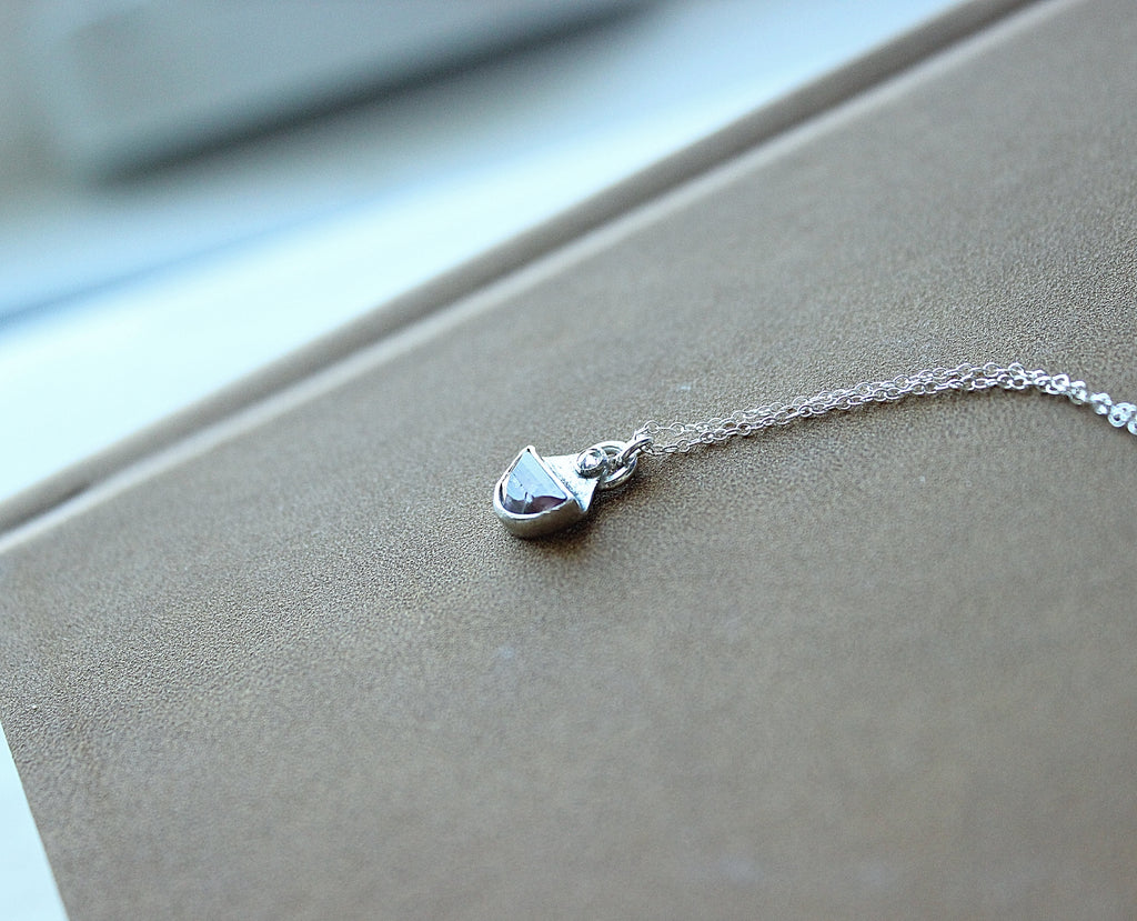 Pink Tourmaline & Moissanite Pendant in Sterling Silver