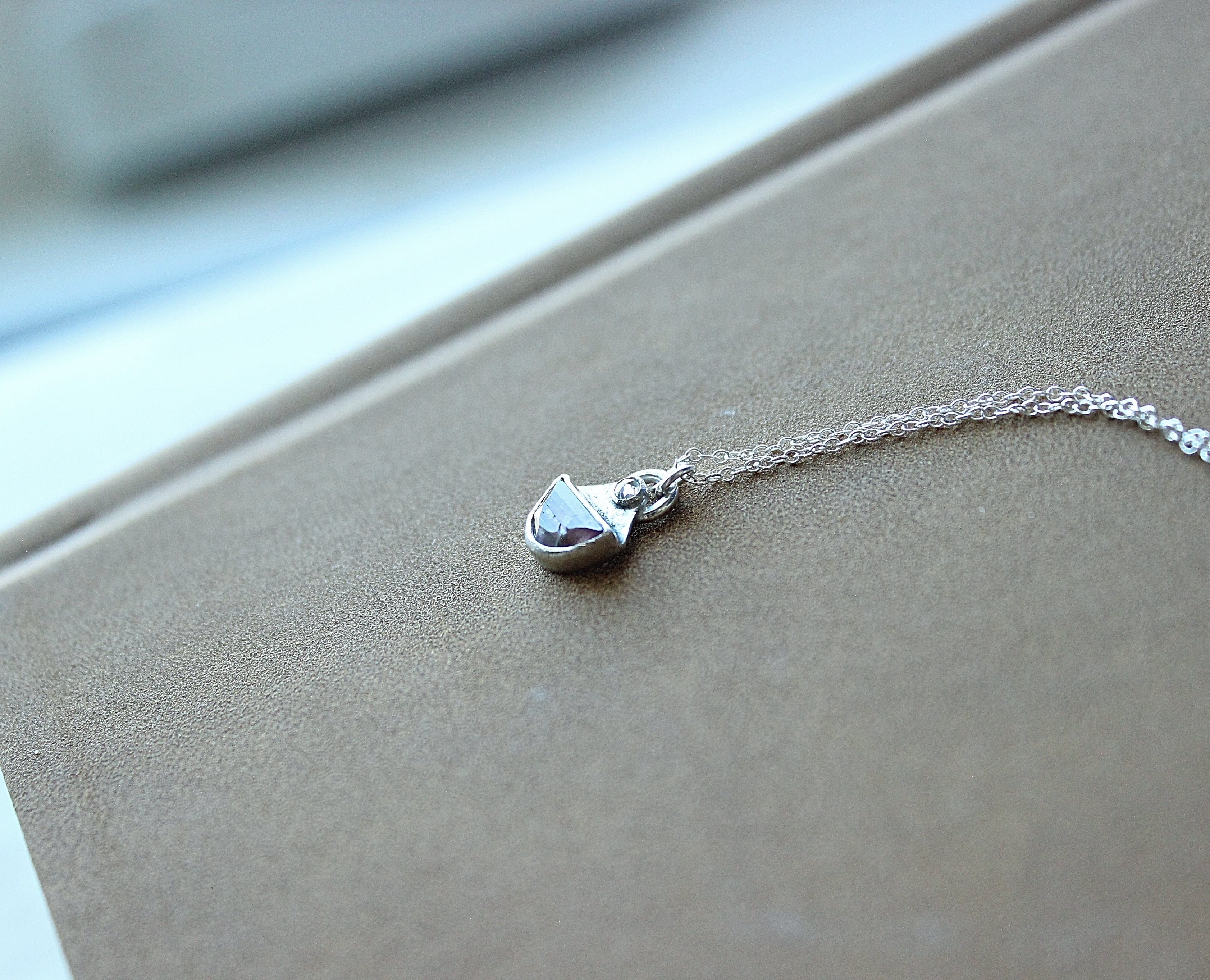 Pink Tourmaline & Moissanite Pendant in Sterling Silver