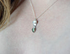 Moonstone, Moissanite & Green Kyanite Pendant