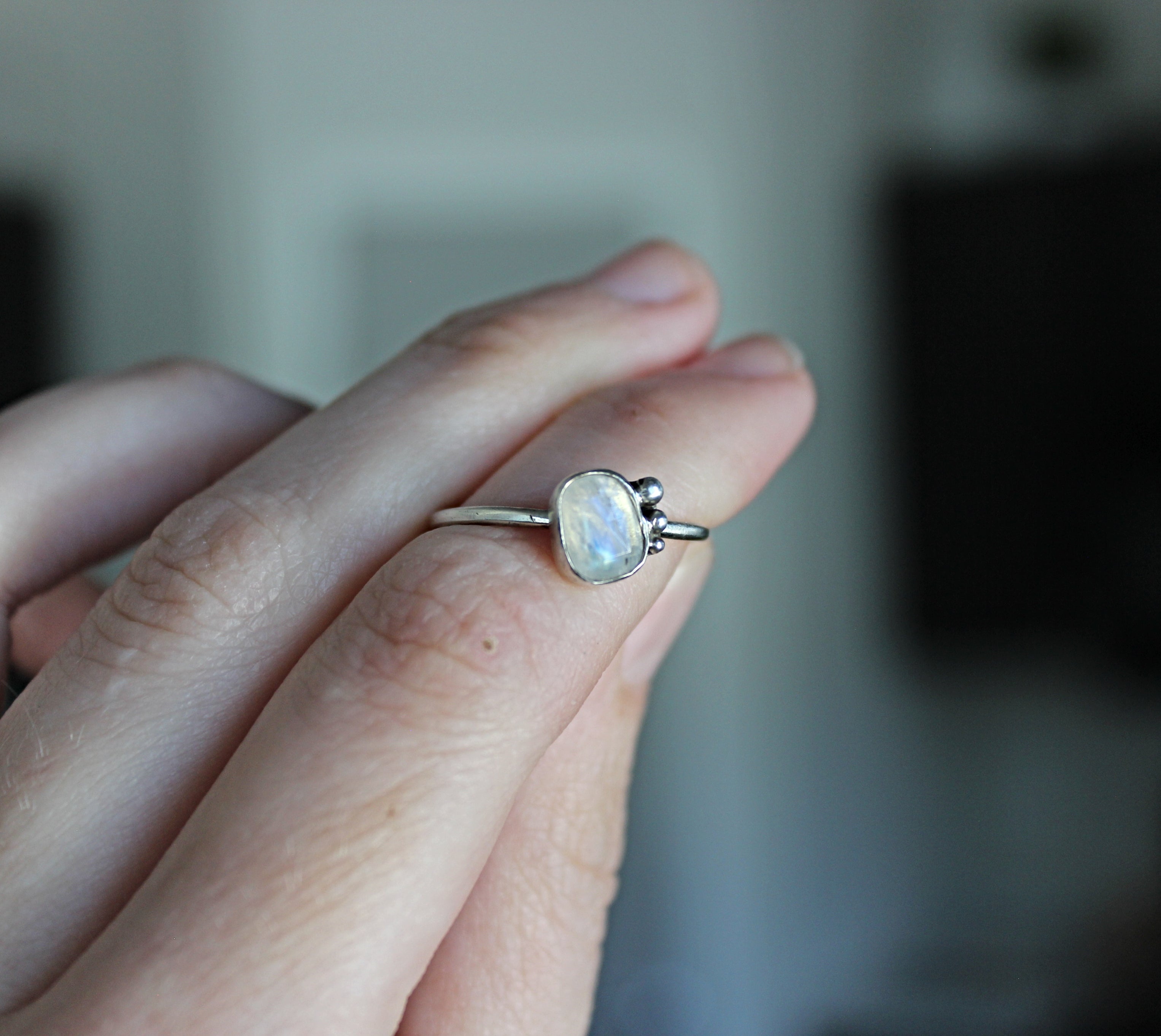 One of a Kind Moonstone Ring in Sterling Silver