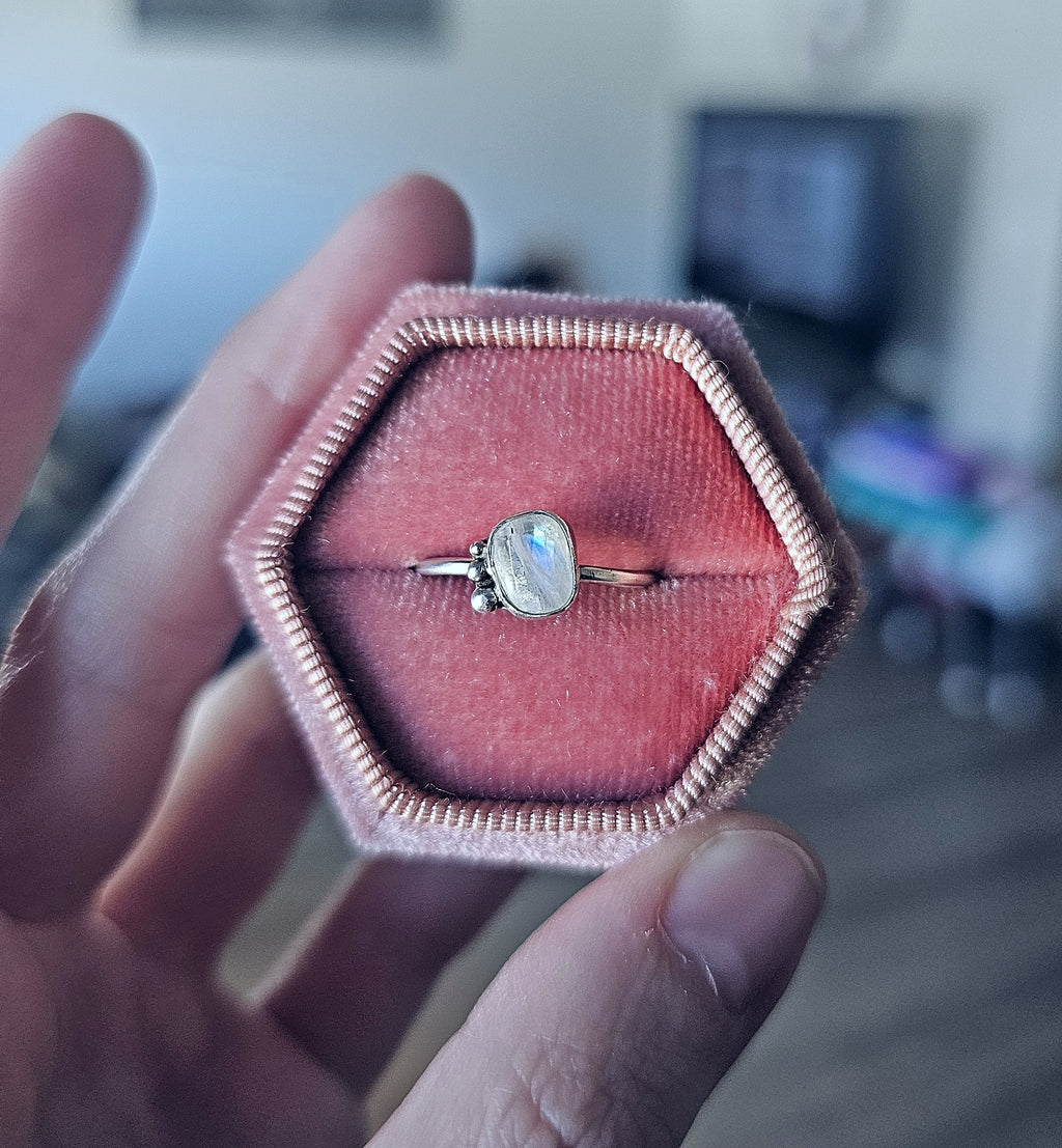 One of a Kind Moonstone Ring in Sterling Silver