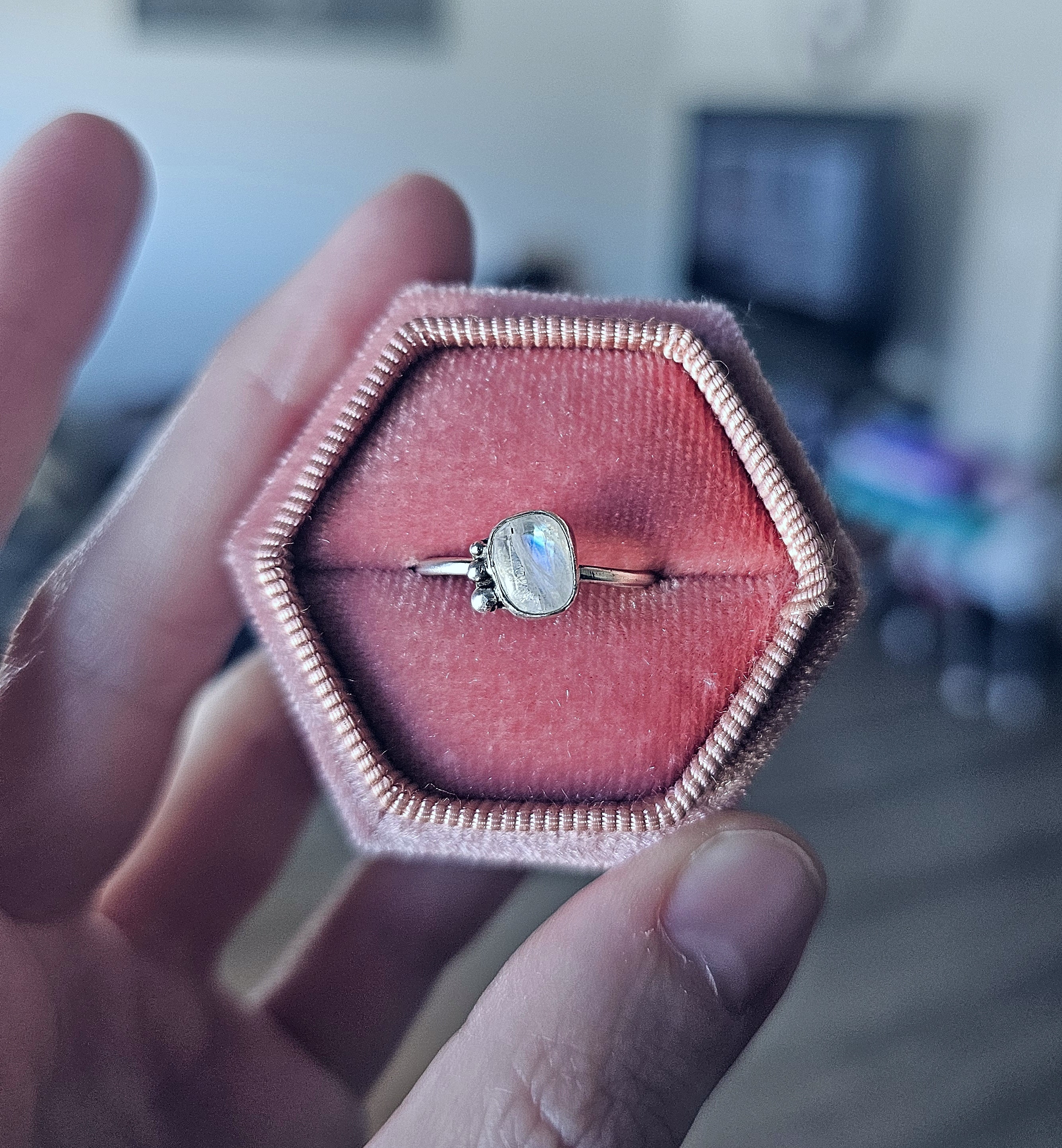 One of a Kind Moonstone Ring in Sterling Silver