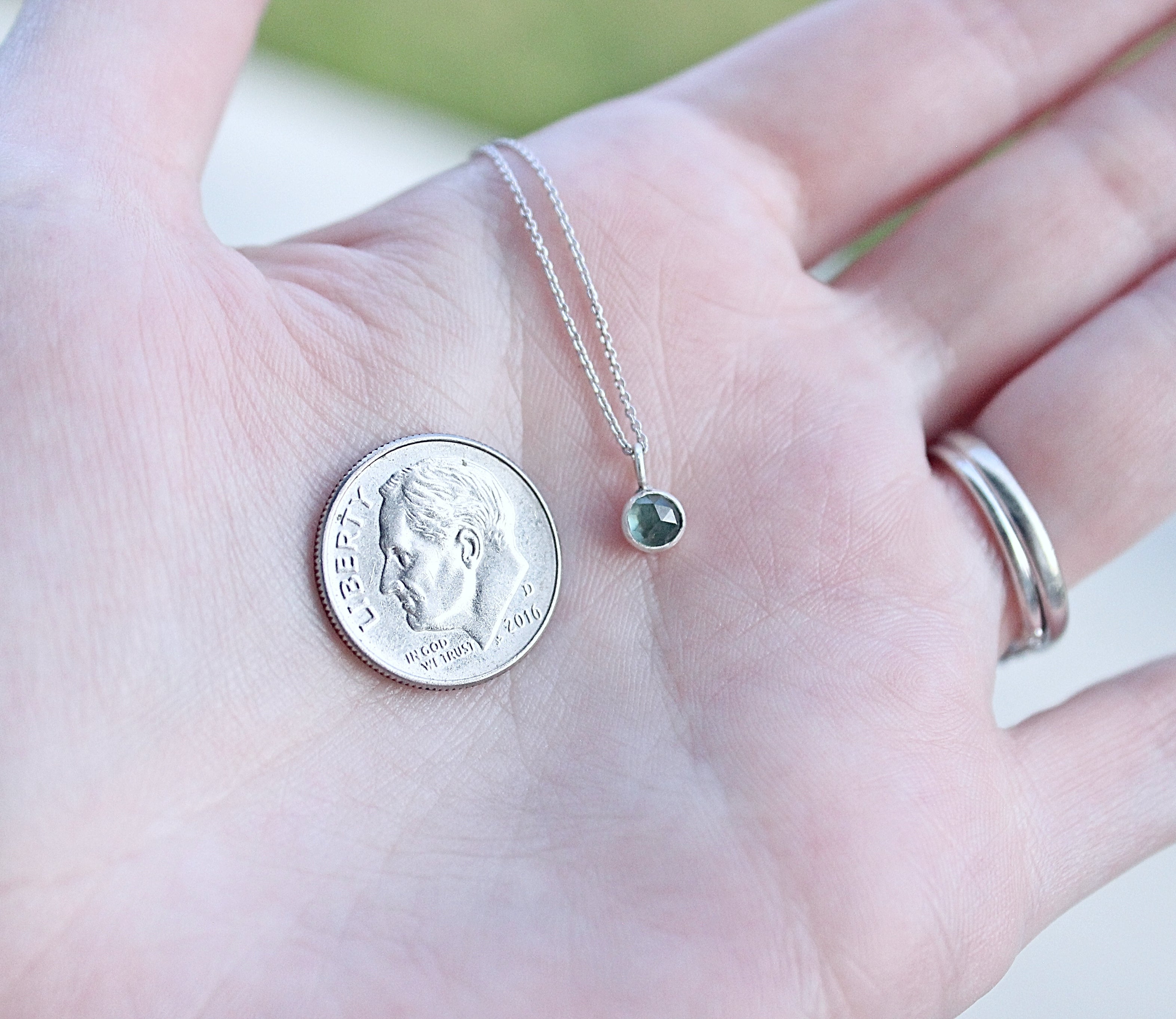 Lumen Collection | Australian Green Sapphire Solitaire Necklace