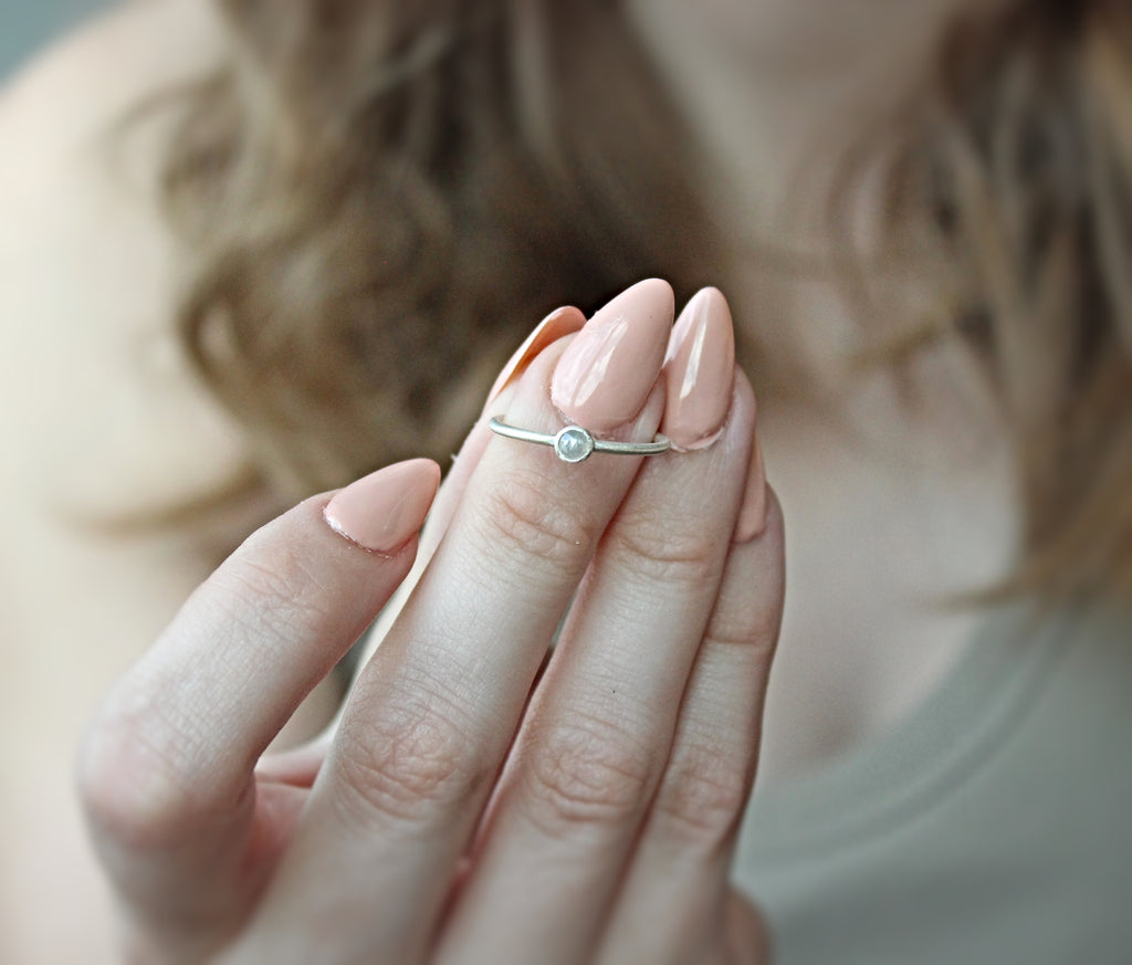 Lumen Diamond Solitaire Ring | US Size 7 | A handcrafted sterling silver diamond ring designed with a minimal bezel setting and timeless silhouette.