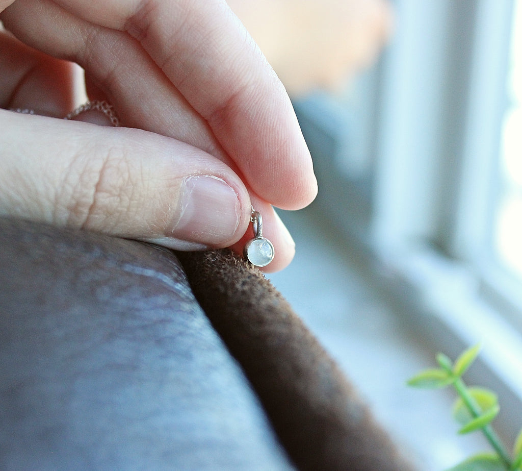 Lumen Moonstone Pendant | 4mm Smooth Moonstone in Sterling Silver