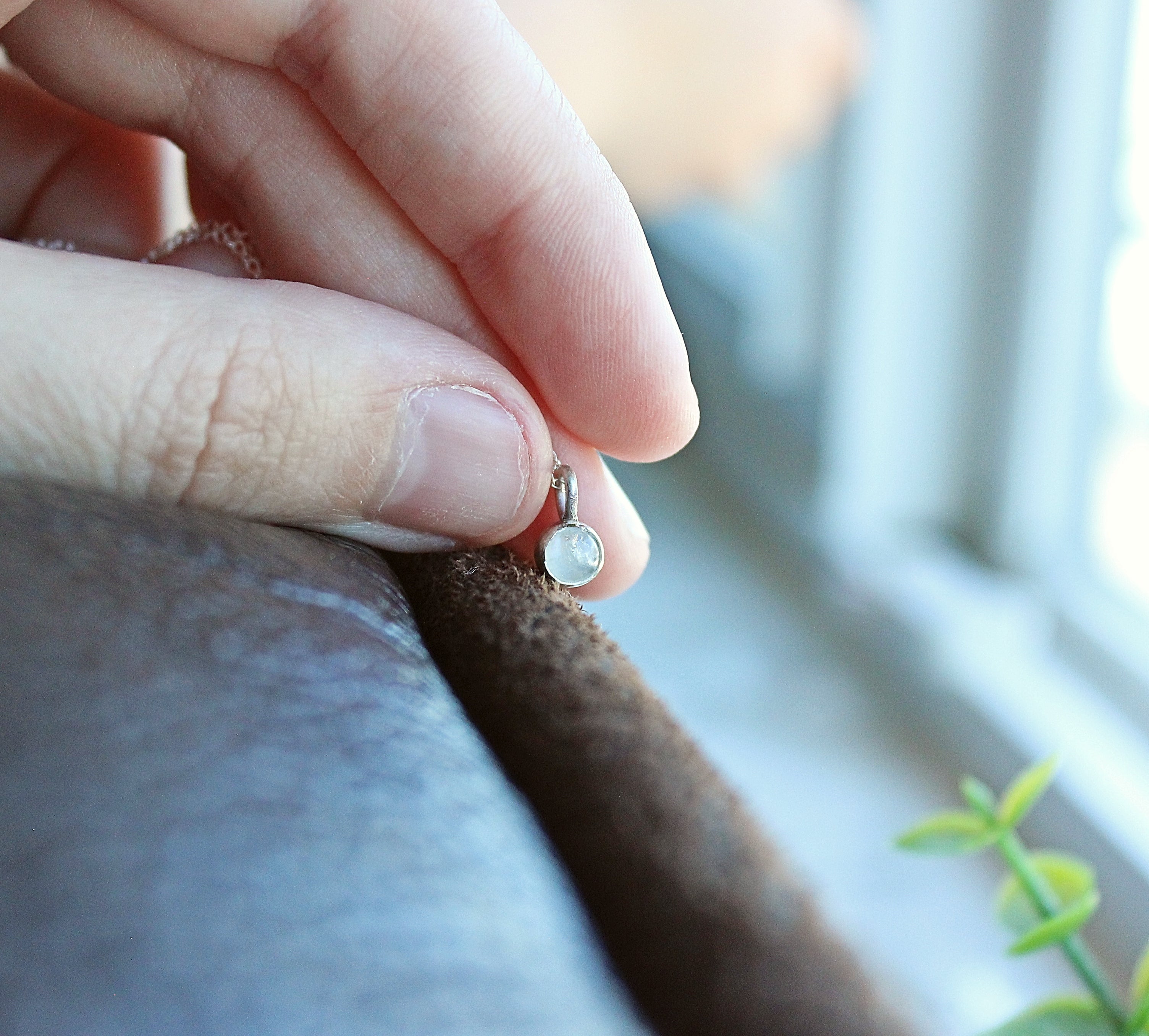 Lumen Moonstone Pendant | 4mm Smooth Moonstone in Sterling Silver