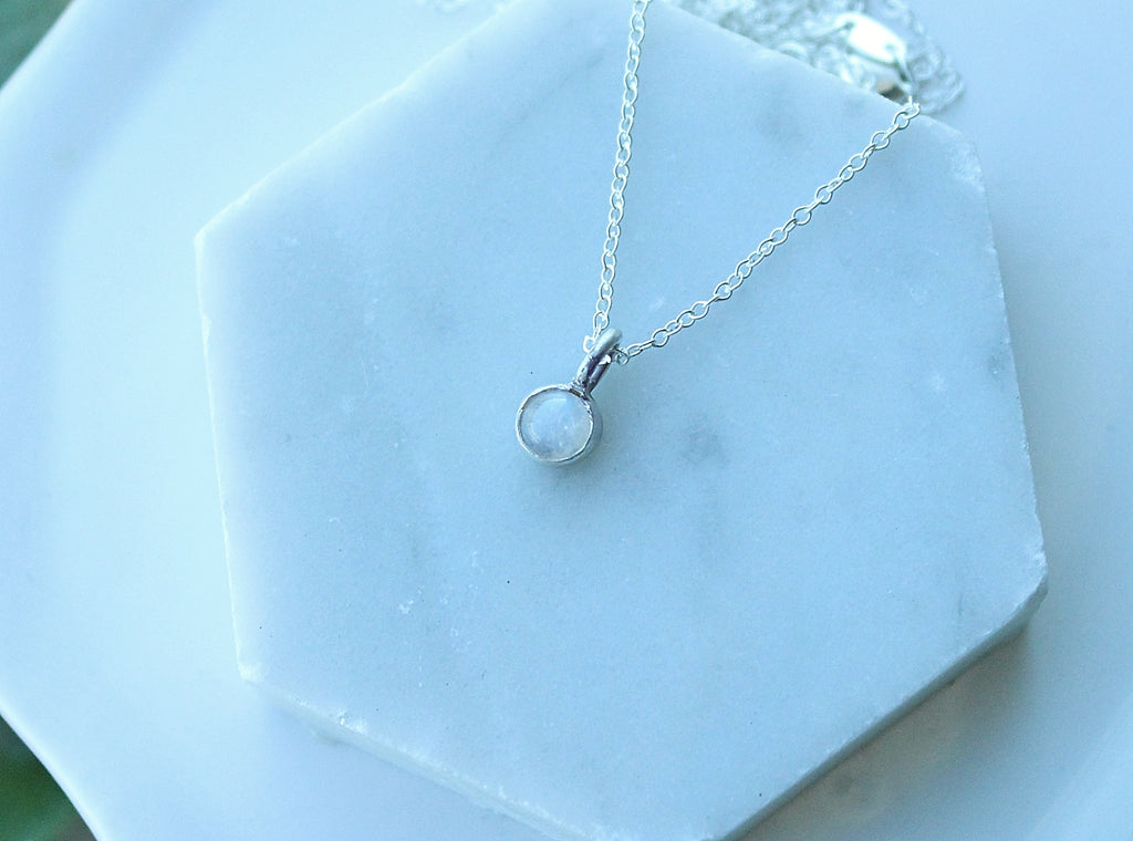 Lumen Moonstone Pendant | 4mm Smooth Moonstone in Sterling Silver