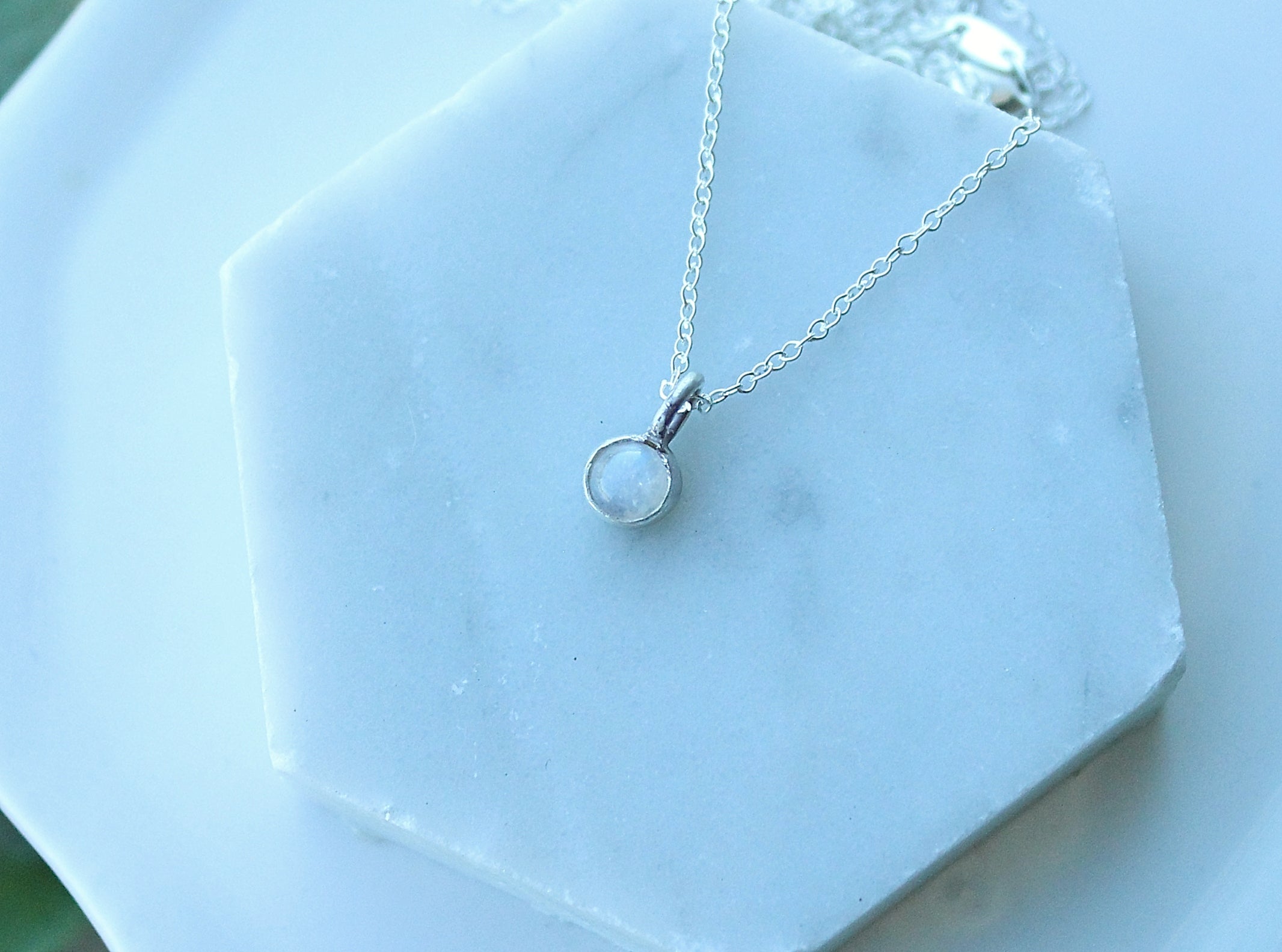 Lumen Moonstone Pendant | 4mm Smooth Moonstone in Sterling Silver
