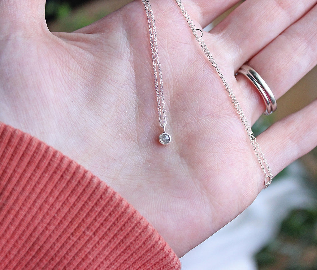 Lumen Diamond Solitaire Necklace | A handcrafted diamond solitaire necklace designed around simplicity, light, and everyday wear.