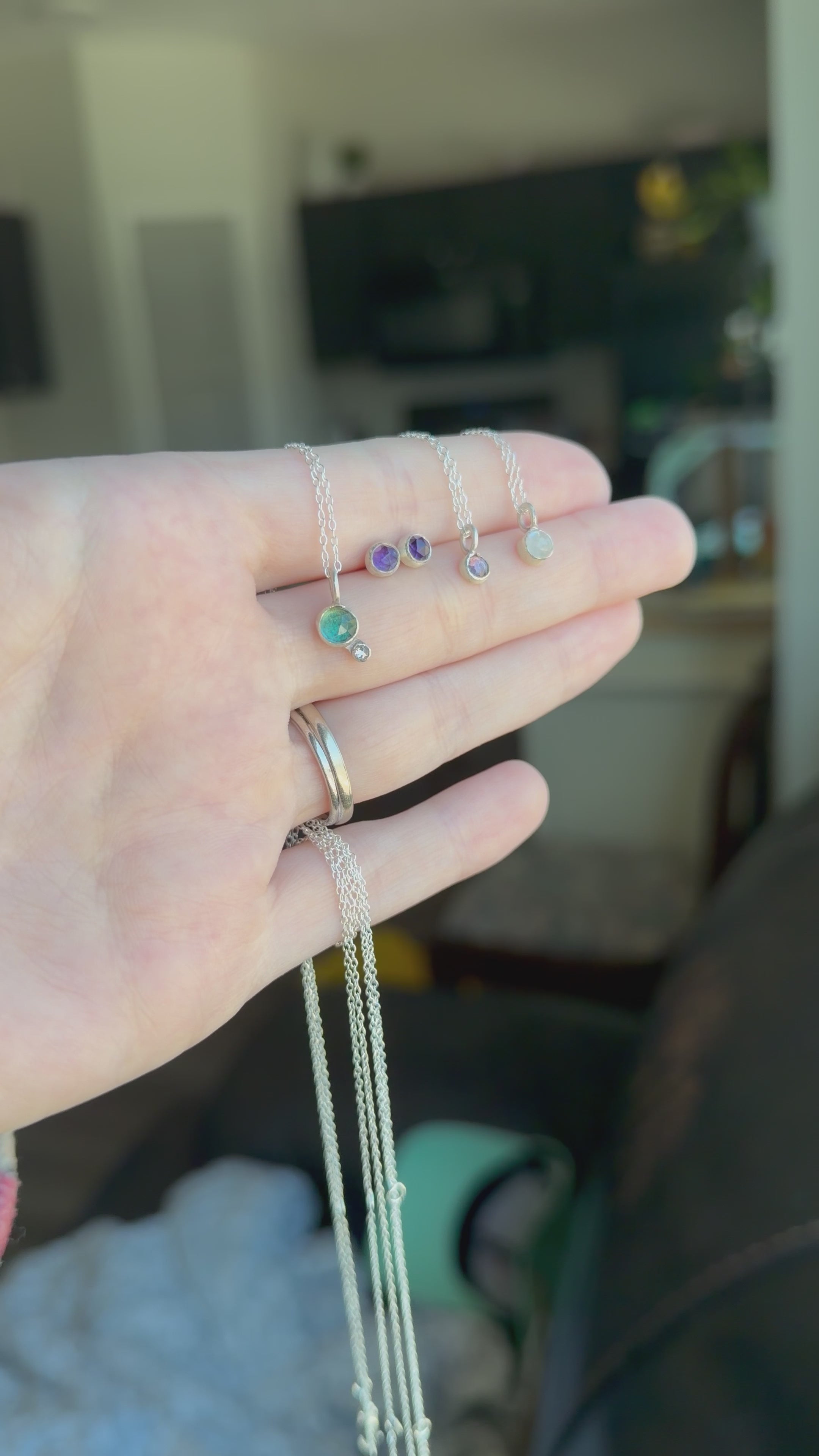 Lumen Purple Sapphire Pendant | 3mm Rose Cut Sapphire in Sterling Silver