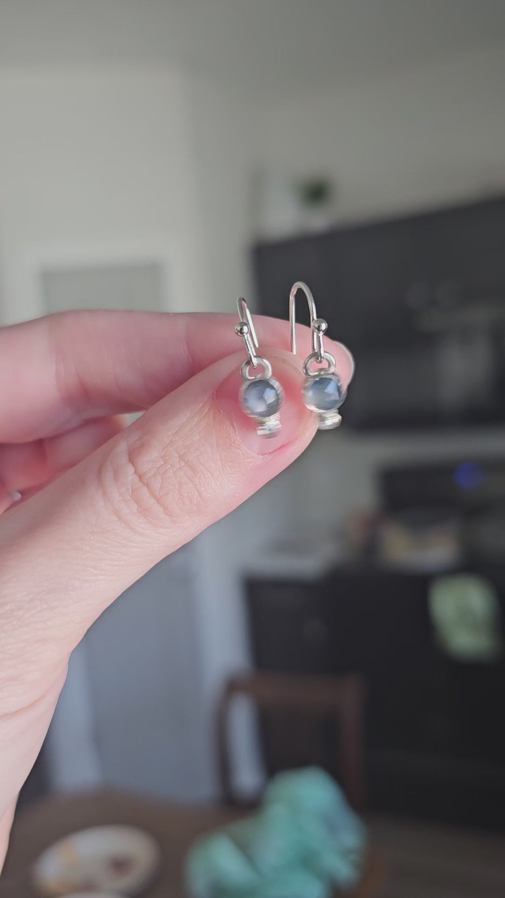 Silver Sheen Sapphire & Moissanite Earrings