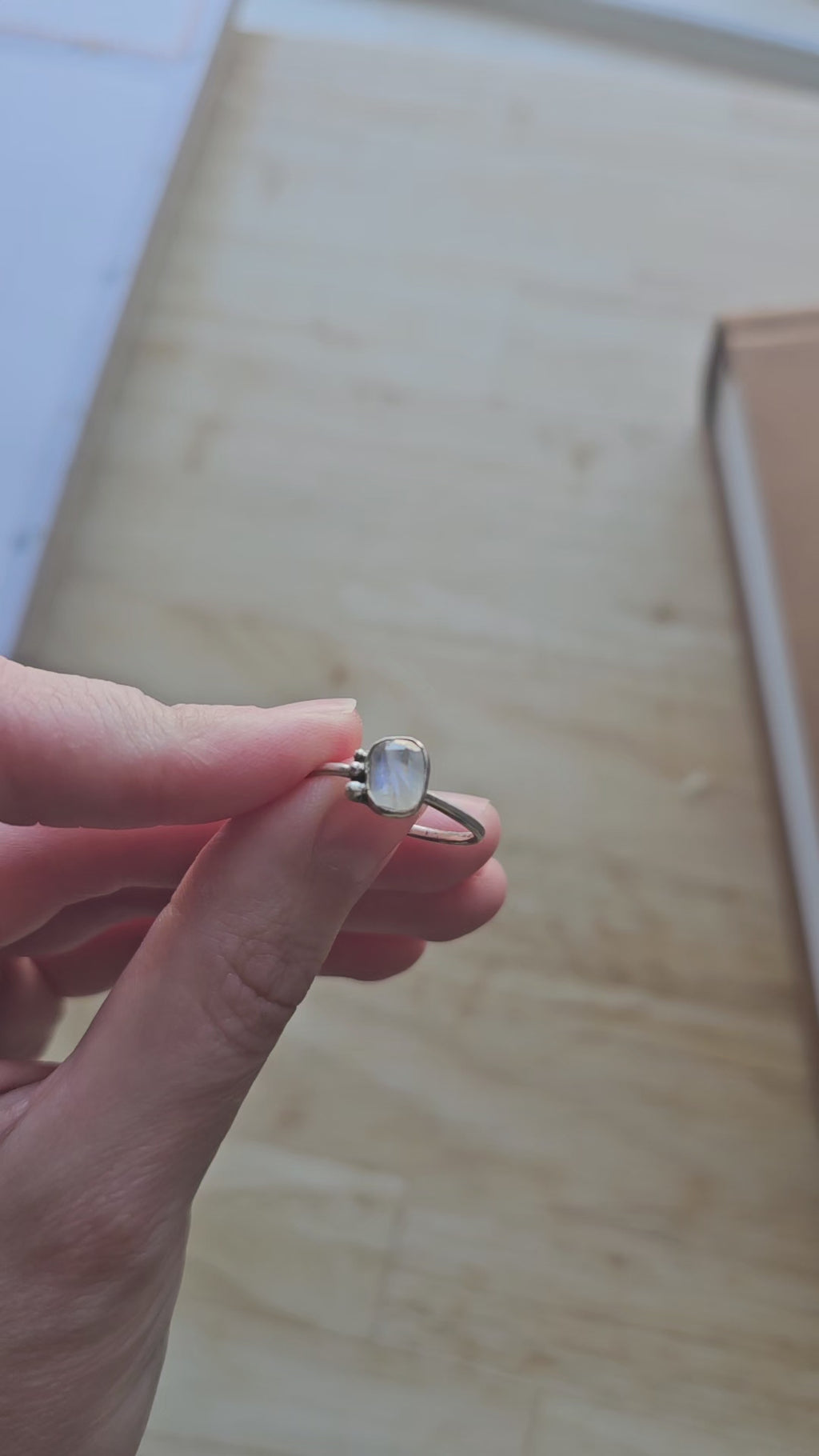 One of a Kind Moonstone Ring in Sterling Silver