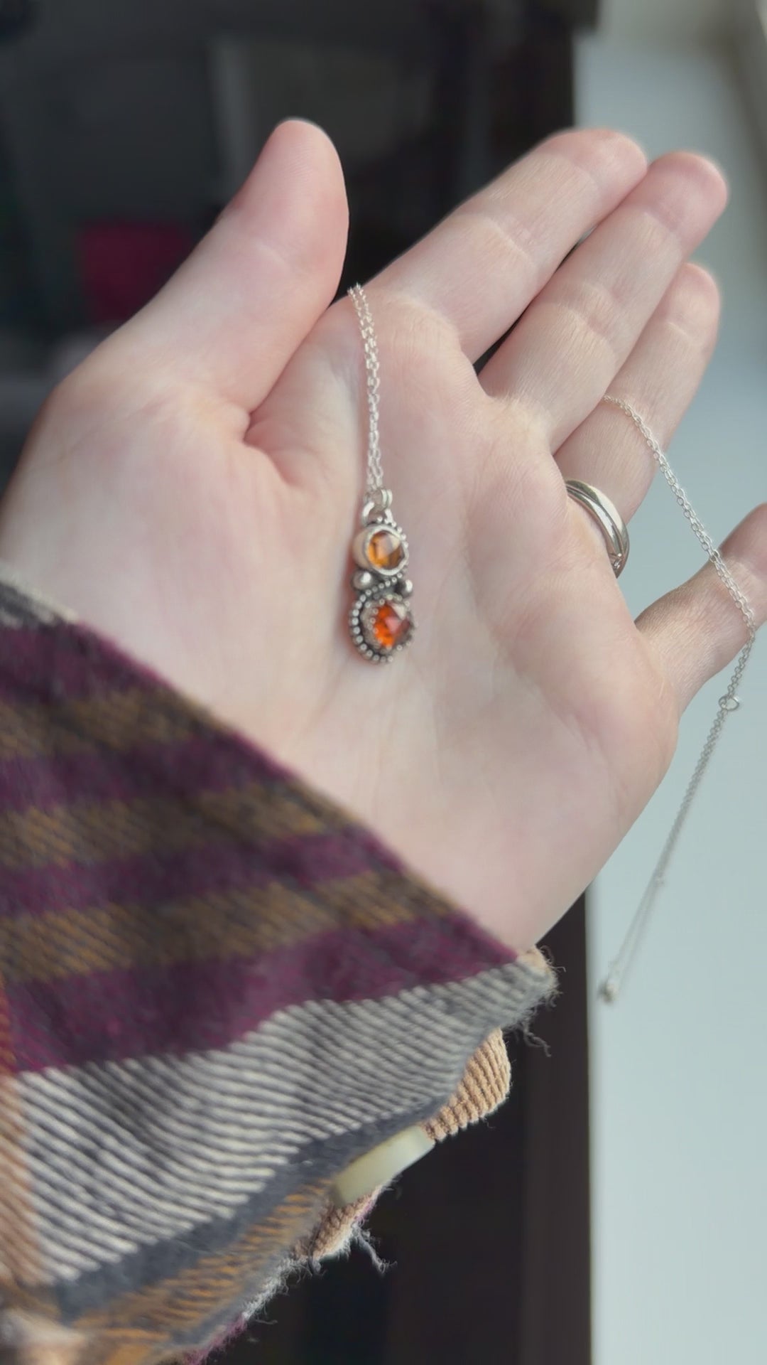 Red & Golden Amber Zircon Necklace