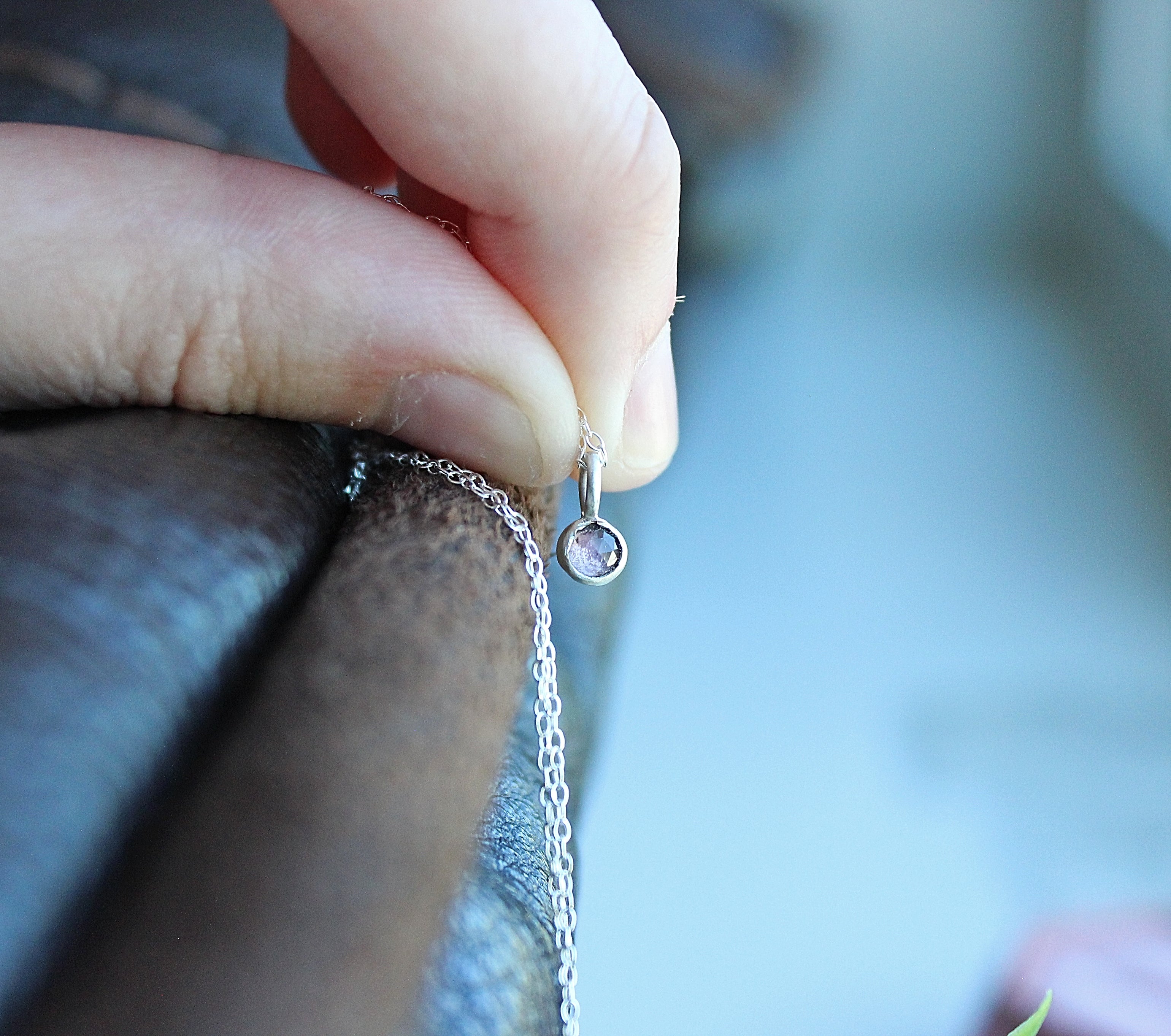 Lumen Purple Sapphire Pendant | 3mm Rose Cut Sapphire in Sterling Silver