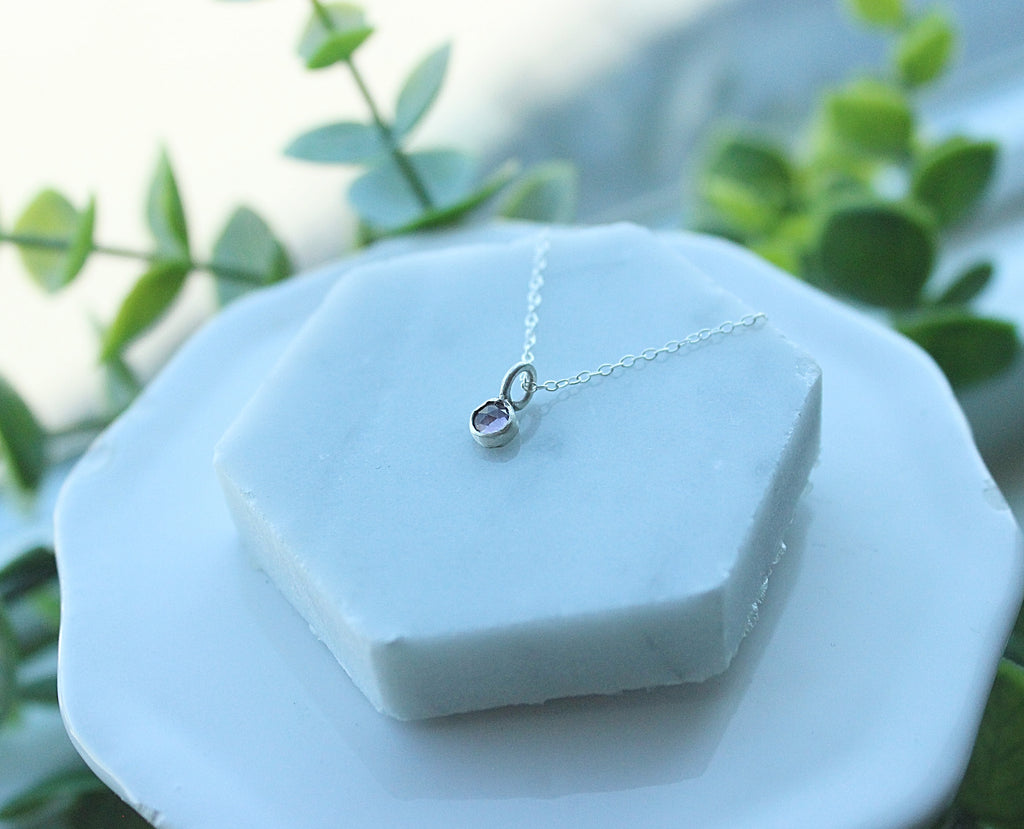 Lumen Purple Sapphire Pendant | 3mm Rose Cut Sapphire in Sterling Silver