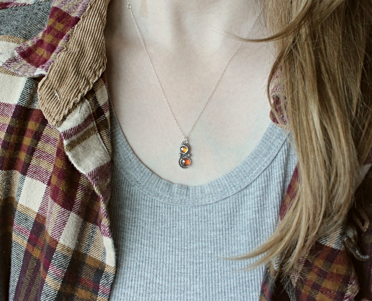 Red & Golden Amber Zircon Necklace