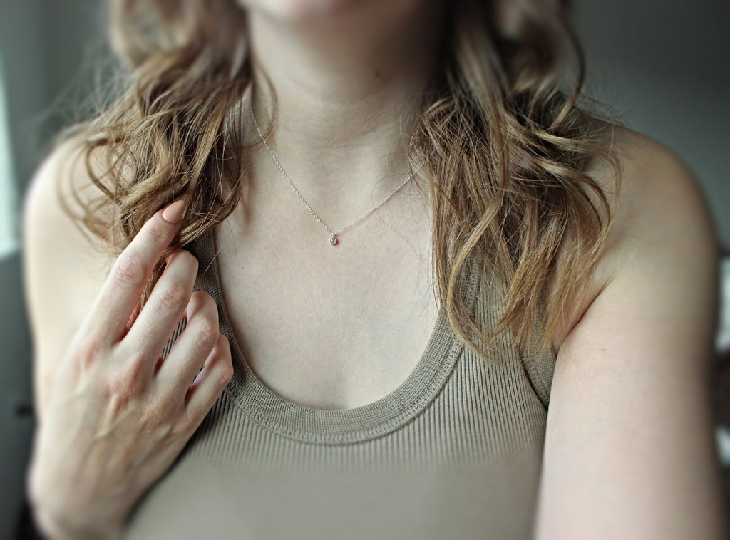Lumen Diamond Solitaire Necklace | A handcrafted diamond solitaire necklace designed around simplicity, light, and everyday wear.