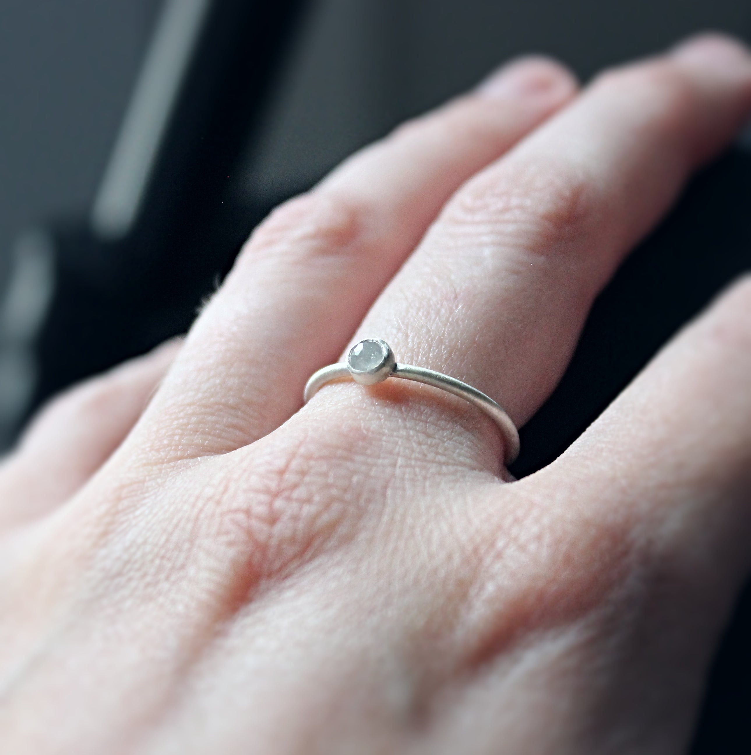 Lumen Diamond Solitaire Ring | US Size 7 | A handcrafted sterling silver diamond ring designed with a minimal bezel setting and timeless silhouette.