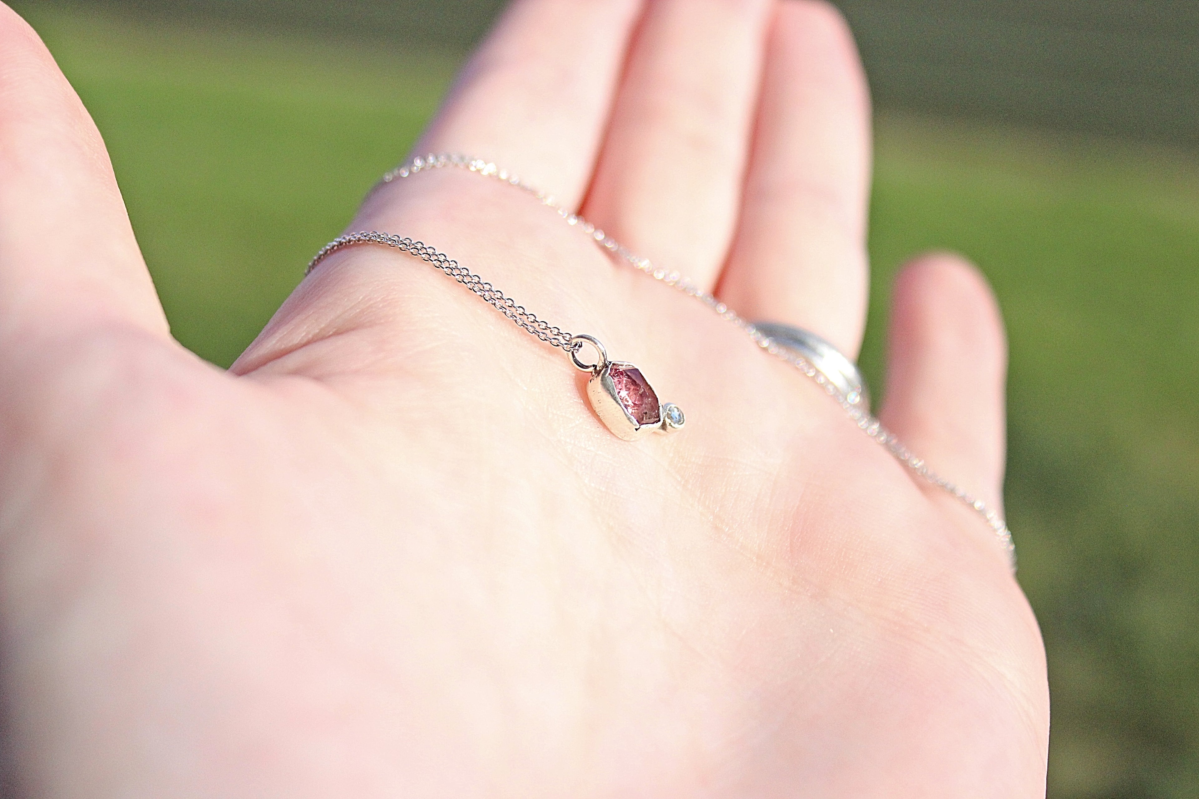 One-of-a-Kind Pink Winza Sapphire & Moissanite Necklace in Sterling Silver