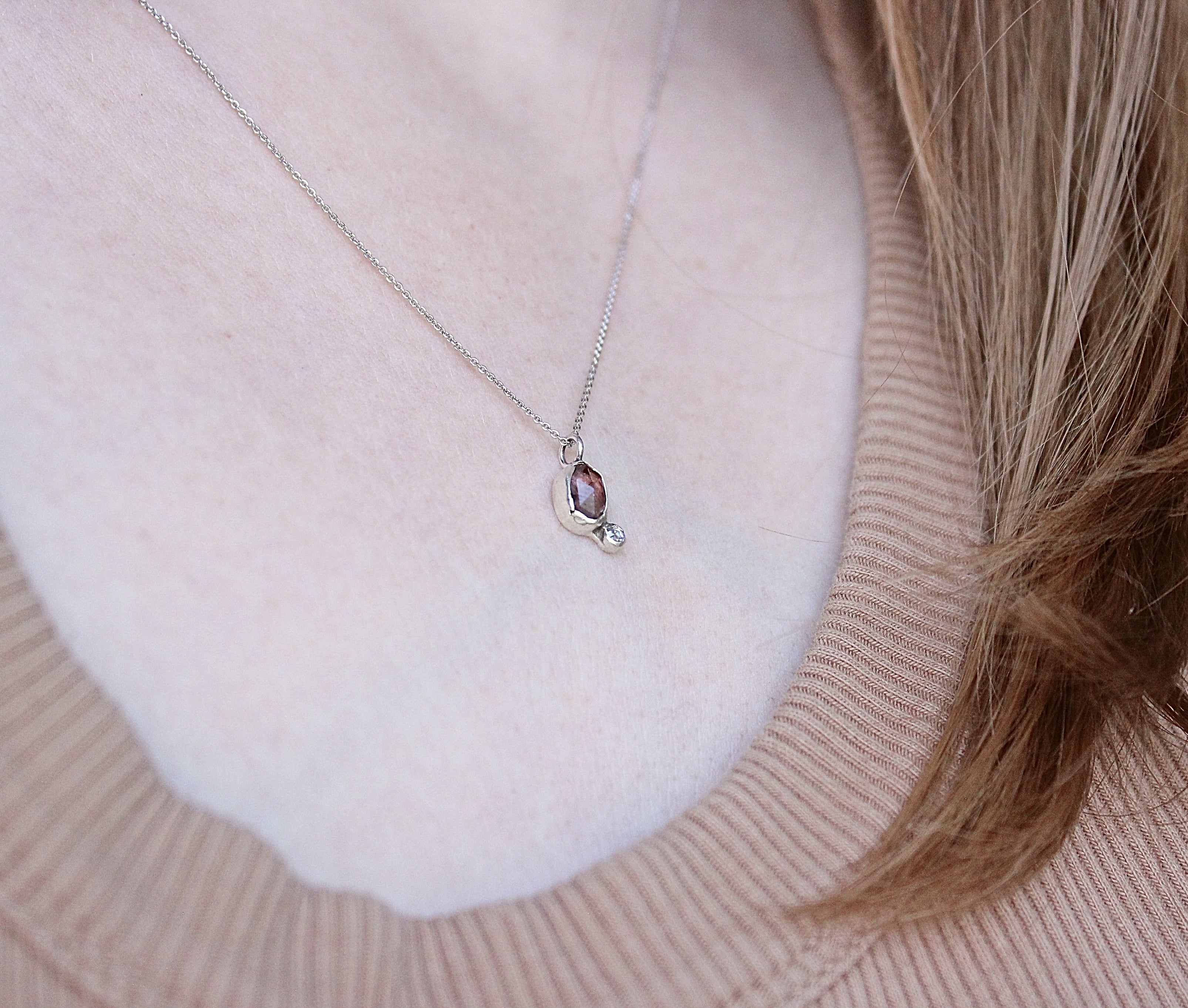 One-of-a-Kind Pink Winza Sapphire & Moissanite Necklace in Sterling Silver